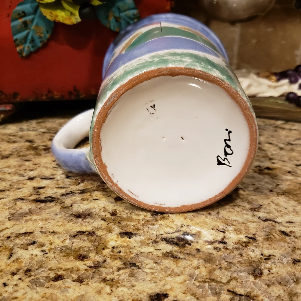 ITALIAN POTTERY Hand Painted Golf Course⛳ Mug NWOT